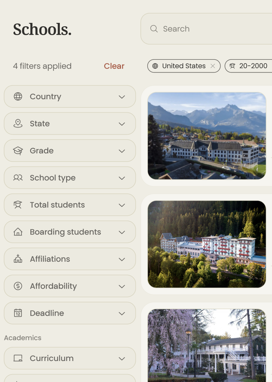 Round Schools finder interface